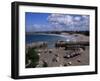 Harbour at Low Tide with Town Beach Beyond, Newquay, Cornwall, England, United Kingdom-Julian Pottage-Framed Photographic Print