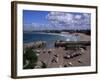 Harbour at Low Tide with Town Beach Beyond, Newquay, Cornwall, England, United Kingdom-Julian Pottage-Framed Photographic Print