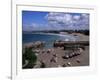 Harbour at Low Tide with Town Beach Beyond, Newquay, Cornwall, England, United Kingdom-Julian Pottage-Framed Photographic Print