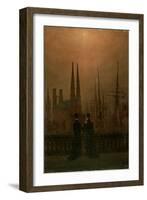 Harbour at Night (Sister), 1818-1820-Caspar David Friedrich-Framed Giclee Print