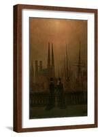 Harbour at Night (Sister), 1818-1820-Caspar David Friedrich-Framed Giclee Print