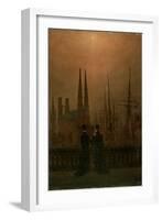 Harbour at Night (Sister), 1818-1820-Caspar David Friedrich-Framed Giclee Print