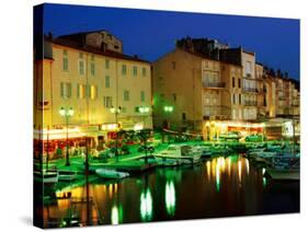 Harbour at Night with Buildings Along Quais Frederic Mistral and Jean Jaures, St. Tropez, France-Barbara Van Zanten-Stretched Canvas