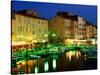 Harbour at Night with Buildings Along Quais Frederic Mistral and Jean Jaures, St. Tropez, France-Barbara Van Zanten-Stretched Canvas