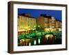 Harbour at Night with Buildings Along Quais Frederic Mistral and Jean Jaures, St. Tropez, France-Barbara Van Zanten-Framed Premium Photographic Print