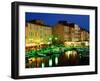 Harbour at Night with Buildings Along Quais Frederic Mistral and Jean Jaures, St. Tropez, France-Barbara Van Zanten-Framed Premium Photographic Print