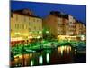 Harbour at Night with Buildings Along Quais Frederic Mistral and Jean Jaures, St. Tropez, France-Barbara Van Zanten-Mounted Premium Photographic Print