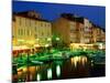 Harbour at Night with Buildings Along Quais Frederic Mistral and Jean Jaures, St. Tropez, France-Barbara Van Zanten-Mounted Photographic Print