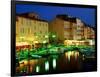 Harbour at Night with Buildings Along Quais Frederic Mistral and Jean Jaures, St. Tropez, France-Barbara Van Zanten-Framed Photographic Print