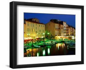 Harbour at Night with Buildings Along Quais Frederic Mistral and Jean Jaures, St. Tropez, France-Barbara Van Zanten-Framed Photographic Print