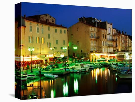 Harbour at Night with Buildings Along Quais Frederic Mistral and Jean Jaures, St. Tropez, France-Barbara Van Zanten-Stretched Canvas