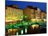 Harbour at Night with Buildings Along Quais Frederic Mistral and Jean Jaures, St. Tropez, France-Barbara Van Zanten-Stretched Canvas