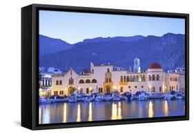 Harbour at Pothia, Kalymnos at Dusk, Dodecanese, Greek Islands, Greece, Europe-Neil Farrin-Framed Stretched Canvas