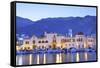 Harbour at Pothia, Kalymnos at Dusk, Dodecanese, Greek Islands, Greece, Europe-Neil Farrin-Framed Stretched Canvas