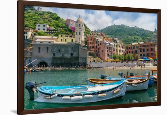 Harbour at Vernazza, Cinque Terre, UNESCO World Heritage Site, Liguria, Italian Riviera, Italy, Eur-Alexandre Rotenberg-Framed Photographic Print