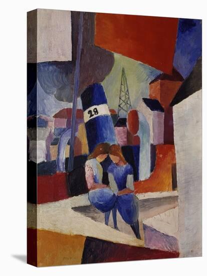 Harbour, Children Sitting on a Wall (Duisburg), 1914-August Macke-Stretched Canvas