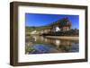 Harbour Cottages Beneath Steep Cliffs, Fishing Village, Low Tide in Summer-Eleanor Scriven-Framed Photographic Print