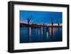 Harbour cranes at dusk, Gothenburg, province of Västra Götalands län, Swede-Andrea Lang-Framed Photographic Print