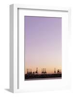 Harbour Cranes in Front of Cloudless Heaven, Dusk, Hanseatic City Hamburg-Axel Schmies-Framed Photographic Print