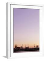 Harbour Cranes in Front of Cloudless Heaven, Dusk, Hanseatic City Hamburg-Axel Schmies-Framed Photographic Print