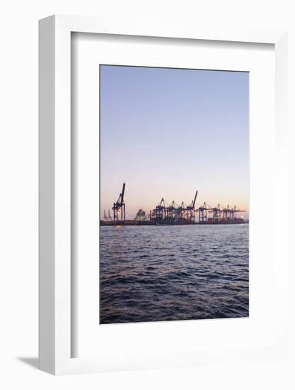 Harbour Cranes, Waltershof, Evening Mood, Harbour, Hanseatic City of Hamburg, Germany-Axel Schmies-Framed Photographic Print