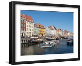 Harbour cruise boats, Nyhavn Harbour, Copenhagen, Denmark, Scandinavia, Europe-Jean Brooks-Framed Photographic Print