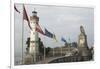 Harbour Entrance with Lighthouse and Lion, Lindau, Lake Constance, Germany-James Emmerson-Framed Photographic Print