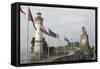 Harbour Entrance with Lighthouse and Lion, Lindau, Lake Constance, Germany-James Emmerson-Framed Stretched Canvas