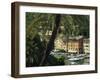 Harbour from Hillside, Palm-Tree in Foreground, Portofino, Portofino Peninsula, Liguria, Italy-Tomlinson Ruth-Framed Photographic Print