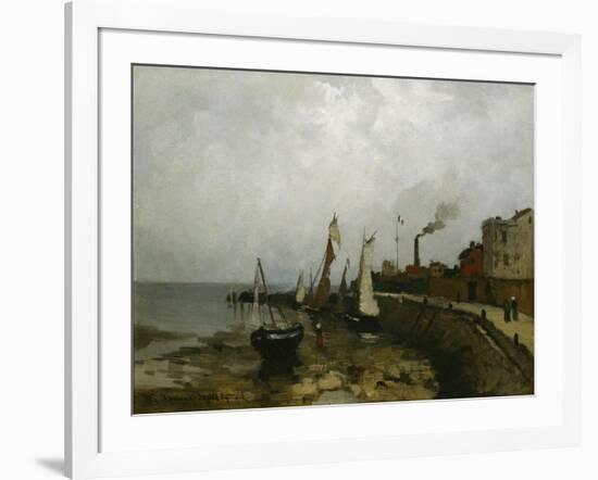 Harbour in France, 1875 oil on board-Fritz Thaulow-Framed Giclee Print