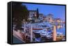 Harbour Lit Up at Dusk, Bol, Brac Island, Dalmatian Coast, Croatia, Europe-John Miller-Framed Stretched Canvas