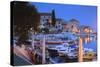 Harbour Lit Up at Dusk, Bol, Brac Island, Dalmatian Coast, Croatia, Europe-John Miller-Stretched Canvas