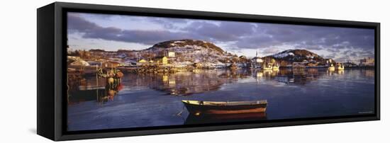 Harbour, Moskenes, Flakstadoya Island, Lofoten Islands, Norway-Peter Adams-Framed Stretched Canvas
