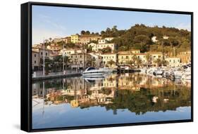 Harbour of Porto Azzurro, Island of Elba, Livorno Province, Tuscany, Italy-Markus Lange-Framed Stretched Canvas