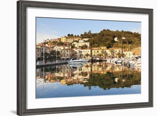 Harbour of Porto Azzurro, Island of Elba, Livorno Province, Tuscany, Italy-Markus Lange-Framed Photographic Print