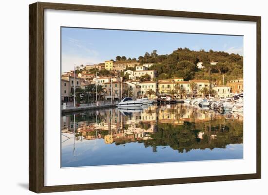 Harbour of Porto Azzurro, Island of Elba, Livorno Province, Tuscany, Italy-Markus Lange-Framed Photographic Print