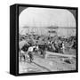 Harbour of Rangoon on the Irawaddy River, Burma, 1908-null-Framed Stretched Canvas