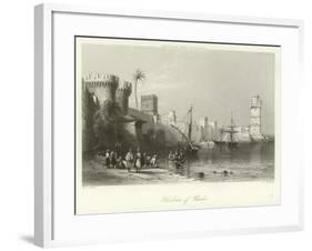 Harbour of Rhodes-William Henry Bartlett-Framed Giclee Print