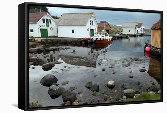 Harbour, Rott Island, Off Stavanger, Norway, Scandinavia, Europe-David Lomax-Framed Stretched Canvas