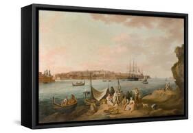 Harbour Scene, Malta-Anton Schranz-Framed Stretched Canvas