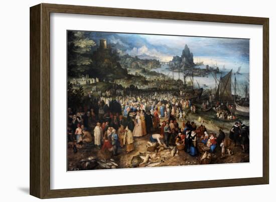 Harbour Scene with Christ Preaching, 1598-Jan Brueghel the Elder-Framed Giclee Print