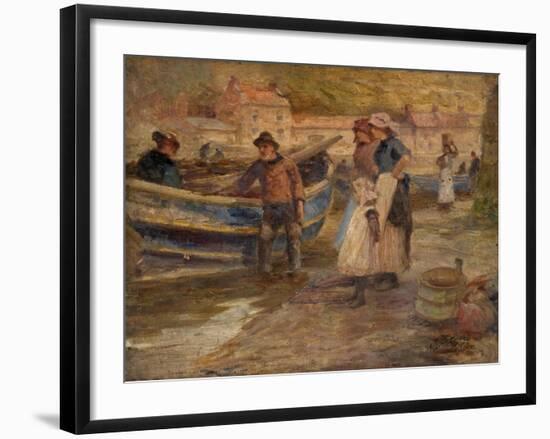 Harbour Scene with Fishermen-Robert Jobling-Framed Giclee Print