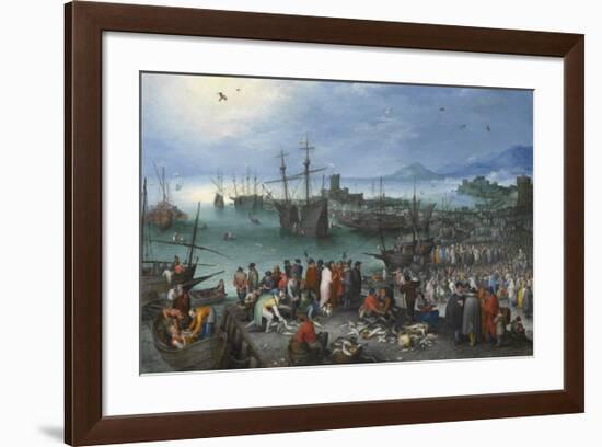 Harbour Scene with St. Paul's Departure from Caesarea-Pieter Bruegel the Elder-Framed Premium Giclee Print