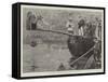 Harbour Sports, Walking the Greasy Pole-William Hatherell-Framed Stretched Canvas