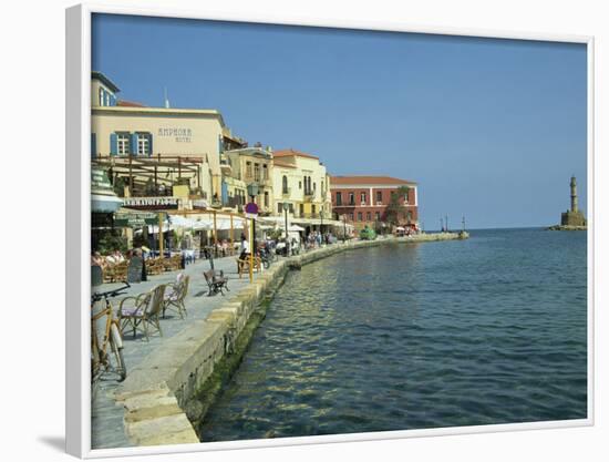 Harbour Waterfront and the Venetian Lighthouse, Chania, Crete, Greece, Europe-Terry Sheila-Framed Photographic Print