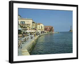Harbour Waterfront and the Venetian Lighthouse, Chania, Crete, Greece, Europe-Terry Sheila-Framed Photographic Print