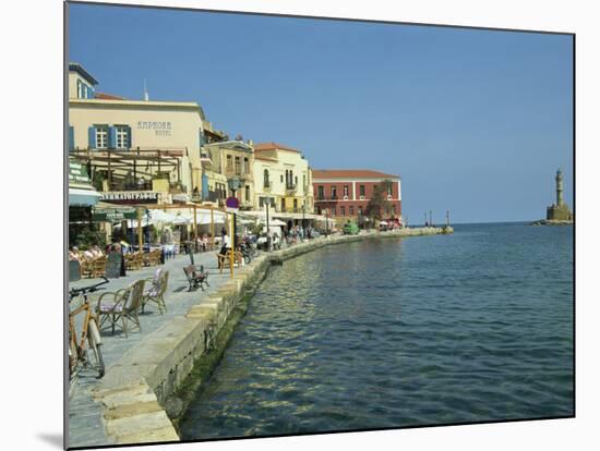 Harbour Waterfront and the Venetian Lighthouse, Chania, Crete, Greece, Europe-Terry Sheila-Mounted Photographic Print