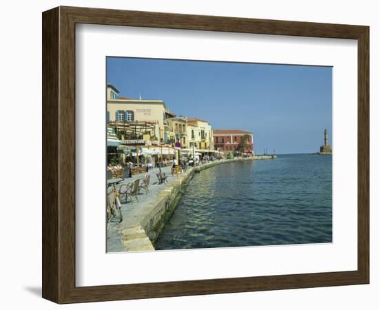 Harbour Waterfront and the Venetian Lighthouse, Chania, Crete, Greece, Europe-Terry Sheila-Framed Photographic Print