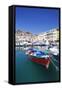 Harbour with Fishing Boats, Portoferraio, Island of Elba-Markus Lange-Framed Stretched Canvas