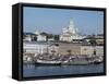 Harbour with Lutheran Cathedral Rising Behind, Helsinki, Finland, Scandinavia-Ken Gillham-Framed Stretched Canvas